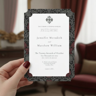 Elegante Vintage gotische Moody Botanische Hochzei Einladung