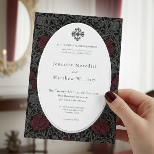 Elegante Vintage gotische Moody Botanische Hochzei Folieneinladung