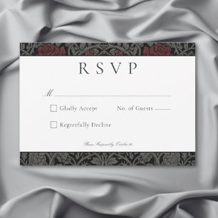 Elegante Vintage gotische Moody Botanische Hochzei RSVP Karte