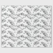 Elegante Vintage Gravierschwarze Rose und Ribbons Geschenkpapier (Flach)