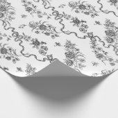 Elegante Vintage Gravierschwarze Rose und Ribbons Geschenkpapier (Ecke)