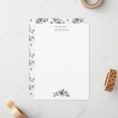 Elegante Vintage Gravierschwarze Rose und Ribbons Mitteilungskarte (Vorderseite/Rückseite Beispiel)