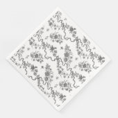 Elegante Vintage Gravierschwarze Rose und Ribbons Serviette (Ecke)