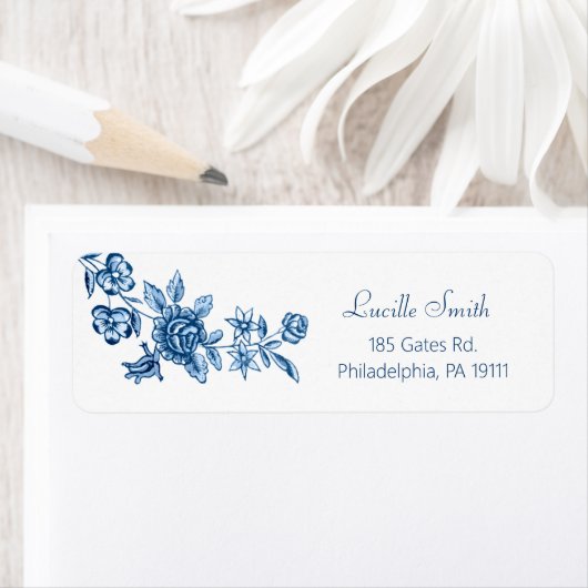 Elegante Vintage, gravierte blaue Rose (Insitu)