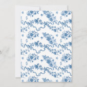 Elegante Vintage, gravierte blaue Rose und Ribbons Mitteilungskarte (Rückseite)