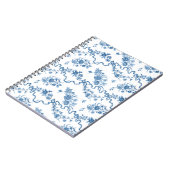 Elegante Vintage, gravierte blaue Rose und Ribbons Notizblock (Linke Seite)