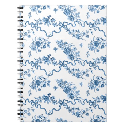 Elegante Vintage, gravierte blaue Rose und Ribbons Notizblock (Vorderseite)