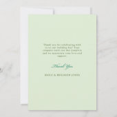 Elegante Vintage Grün- und Rosa-Waldhochzeit Dankeskarte (Rückseite)