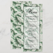 Elegante Vintage grüne Blattkalligraphie Menükarte (Vorne/Hinten)