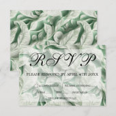 Elegante Vintage grüne Blattkalligraphie RSVP Karte (Vorne/Hinten)