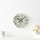 Elegante Vintage Grüne Gold Botanische Illustratio Runde Wanduhr (Zuhause)