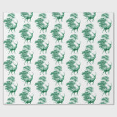 Elegante Vintage grüne Hirschlandschaft Geschenkpapier (Flach)