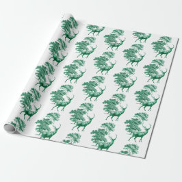 Elegante Vintage grüne Hirschlandschaft Geschenkpapier