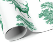 Elegante Vintage grüne Hirschlandschaft Geschenkpapier (Rolleneckpunkt)