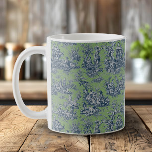 Elegante Vintage, grüne Jouy-Toile Kaffeetasse