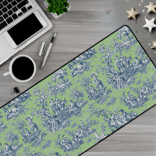 Elegante Vintage, grüne Jouy-Toile Schreibtischunterlage