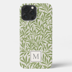 Elegante Vintage-Grüne Weidenblätter-Monogramm iPhone 13 Pro Max Hülle