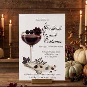 Elegante Vintage-Halloween-Cocktail-Karte Einladun Einladung