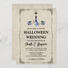 Elegante Vintage Halloween-Hochzeit Einladung