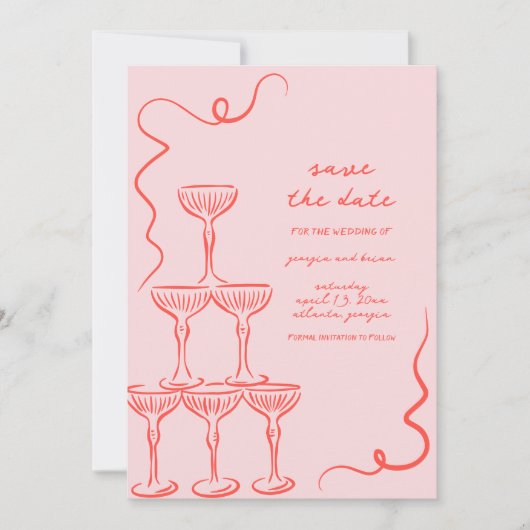 Elegante Vintage Hand Save the Date gezogen Einladung (Vorderseite)