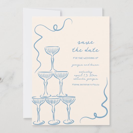 Elegante Vintage Hand Save the Date gezogen Einladung (Vorderseite)