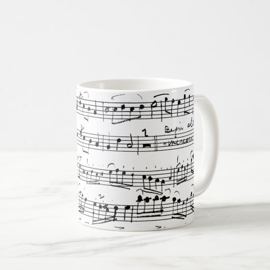 Elegante Vintage handgeschriebene Blatt-Musiknoten Kaffeetasse (VorderseiteRechts)