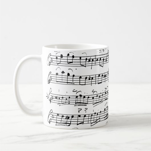 Elegante Vintage handgeschriebene Blatt-Musiknoten Kaffeetasse (Links)