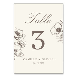 Elegante Vintage, handgezeichnet Blumengarten Hoch Tischnummer