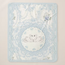 Elegante Vintage-Hellblaue-Schwan- und Spitzenmeda