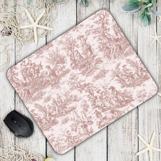 Elegante Vintage hellbraune Stadt de jouy Mousepad