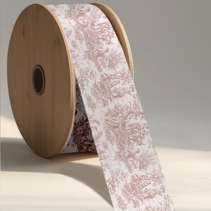 Elegante Vintage hellbraune Stadt de jouy Satinband