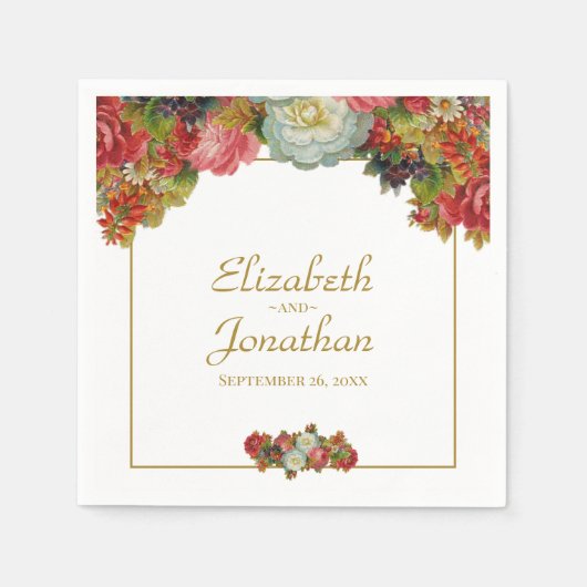 Elegante Vintage Herbstblütenhochzeit Serviette (Vorderseite)