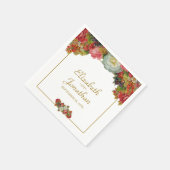Elegante Vintage Herbstblütenhochzeit Serviette (Ecke)
