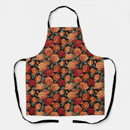 Elegante Vintage-Herbstrosen All-Over-Print-Schürz Schürze