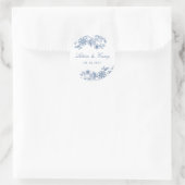 Elegante Vintage Hochzeit Blue Runder Aufkleber (Tasche)