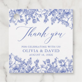 Elegante Vintage Hochzeit der Blauen Flora Geschenkanhänger