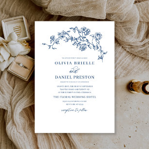 Elegante Vintage Hochzeit der Blauen Seenot Einladung