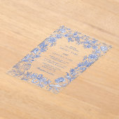 Elegante Vintage Hochzeit der französischen Blauen Acryleinladungen (Ablage )