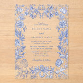 Elegante Vintage Hochzeit der französischen Blauen Acryleinladungen (Vorderseite)