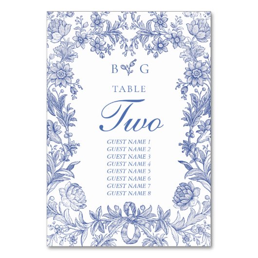 Elegante Vintage Hochzeit der französischen Blauen Tischnummer (Vorderseite)