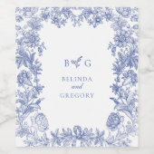 Elegante Vintage Hochzeit der französischen Blauen Weinetikett (Einzelnes Label)