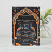 Elegante Vintage Hochzeit der Marine Arch Einladung (Stehend Vorderseite)