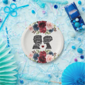 Elegante Vintage Hochzeit der Marine Burgund Pappteller (Party)