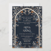 Elegante Vintage Hochzeit der Marine Einladung (Vorderseite)
