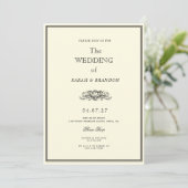 Elegante Vintage-Hochzeit Einladung (Stehend Vorderseite)