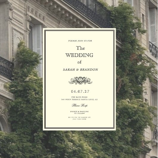 Elegante Vintage-Hochzeit Einladung