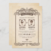 Elegante Vintage Hochzeit Einladung | Braut und Br (Vorne/Hinten)