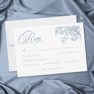 Elegante Vintage-Hochzeit im blauen Garten mit Wap RSVP Karte