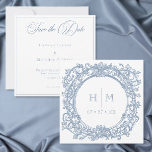 Elegante Vintage-Hochzeit im blauen Garten mit Wap Save The Date