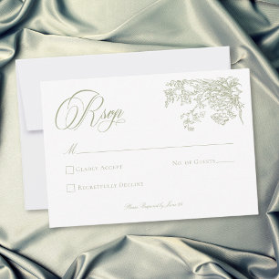 Elegante Vintage-Hochzeit im grünen Garten mit Wap RSVP Karte